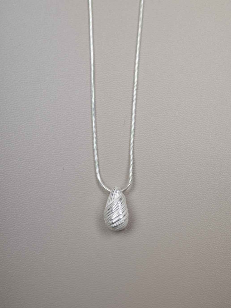 Silver Teardrop Oval Necklace