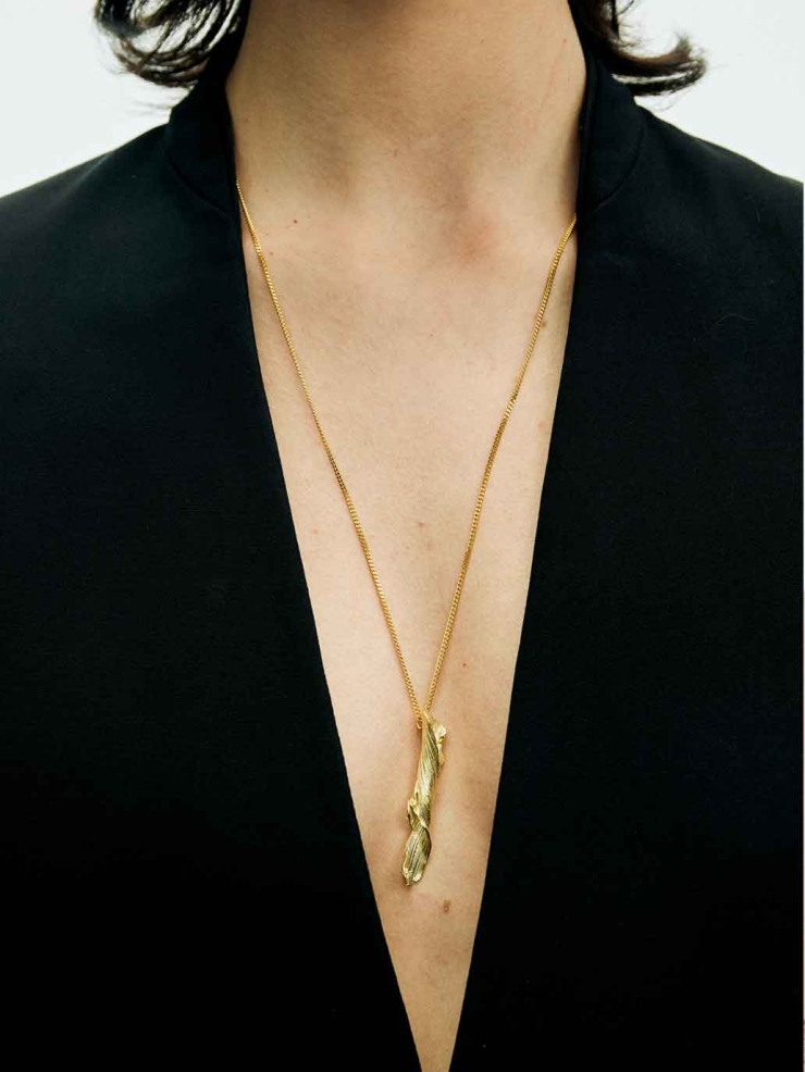 Gold Tree Line Diamond Necklace