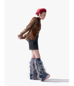 YUEQIQI Copper Tulle Pin Cardigan