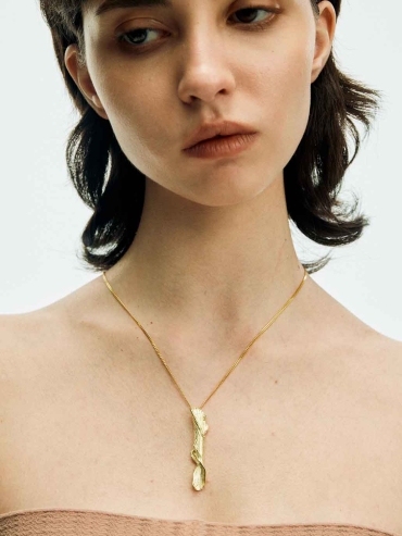 Gold Tree Line Diamond Necklace