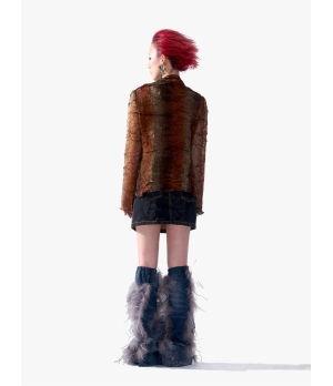 YUEQIQI Copper Tulle Pin Cardigan