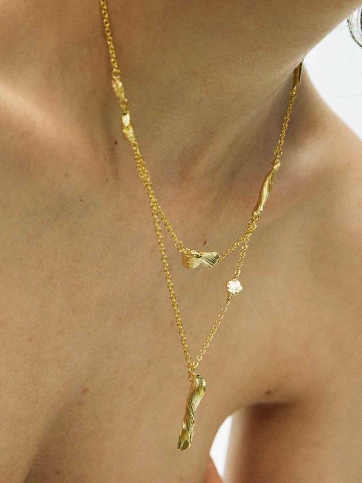 Gold Linear Segment Necklace