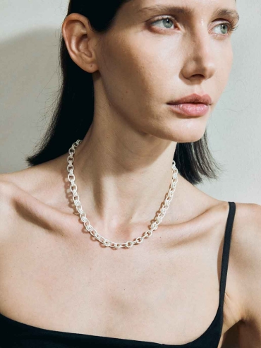 Faceted White Braided Choker