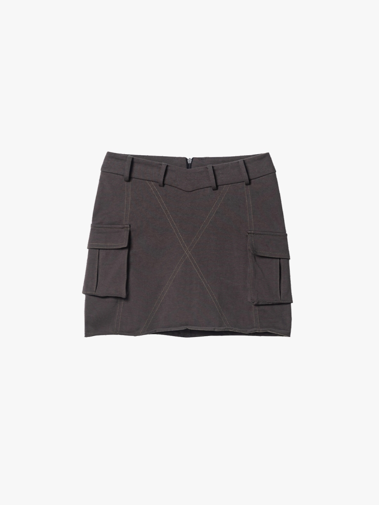 YUEQIQI Gray Mini Cargo Skirt