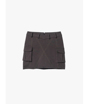 YUEQIQI Gray Mini Cargo Skirt