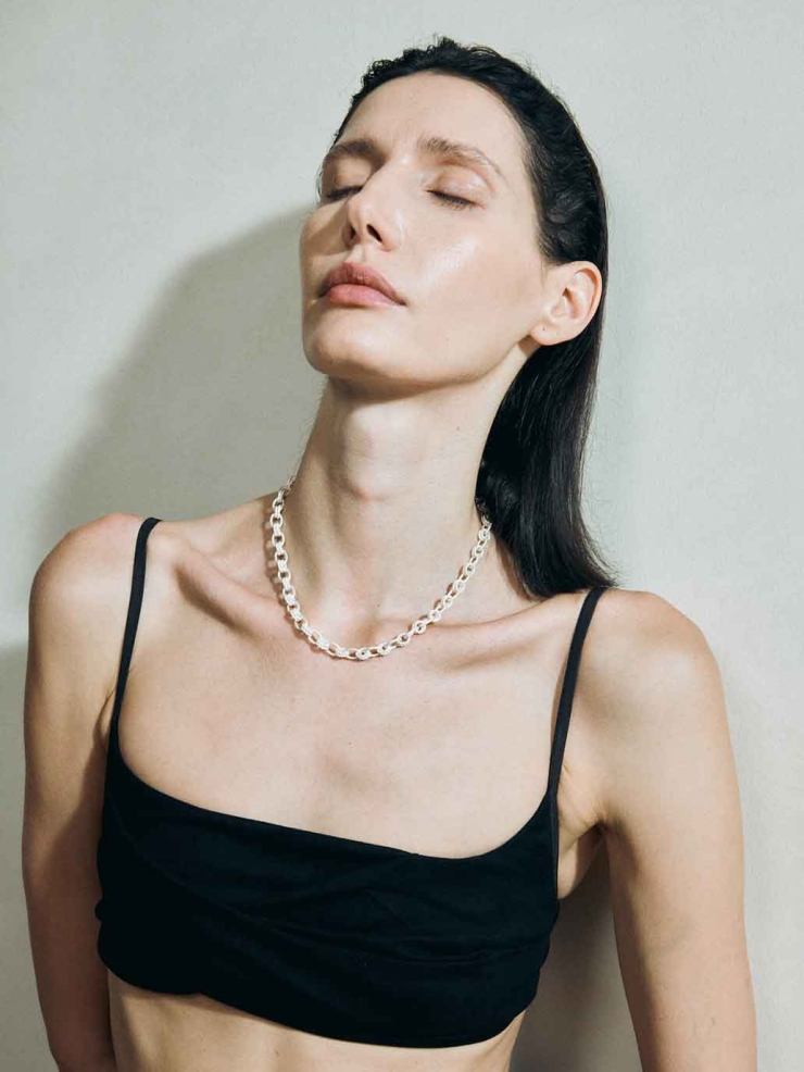 Faceted White Braided Choker