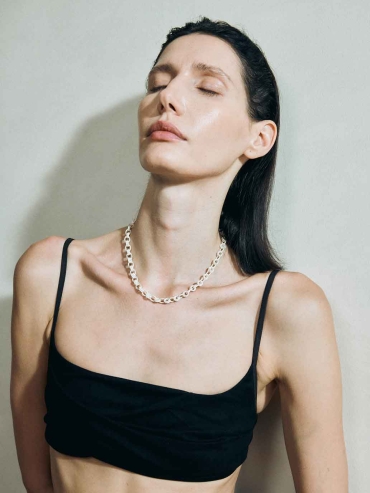 Faceted White Braided Choker