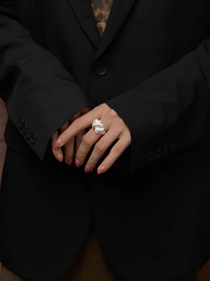 Satin 3D Flower Ring