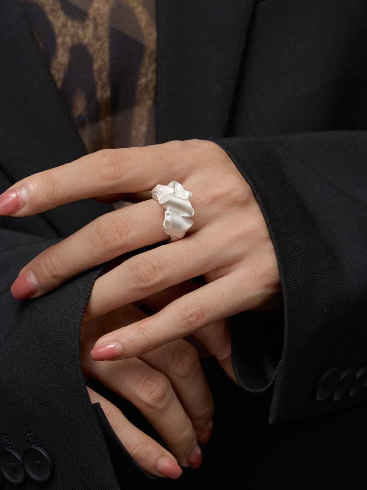 Satin 3D Flower Ring