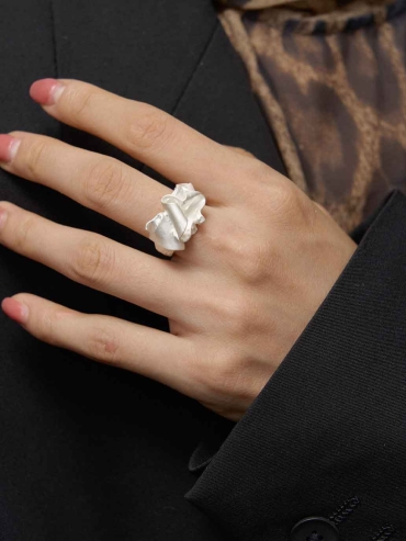 Satin 3D Flower Ring