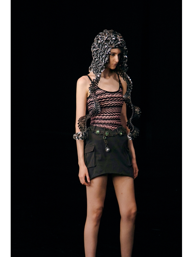 Gray mini cargo skirt