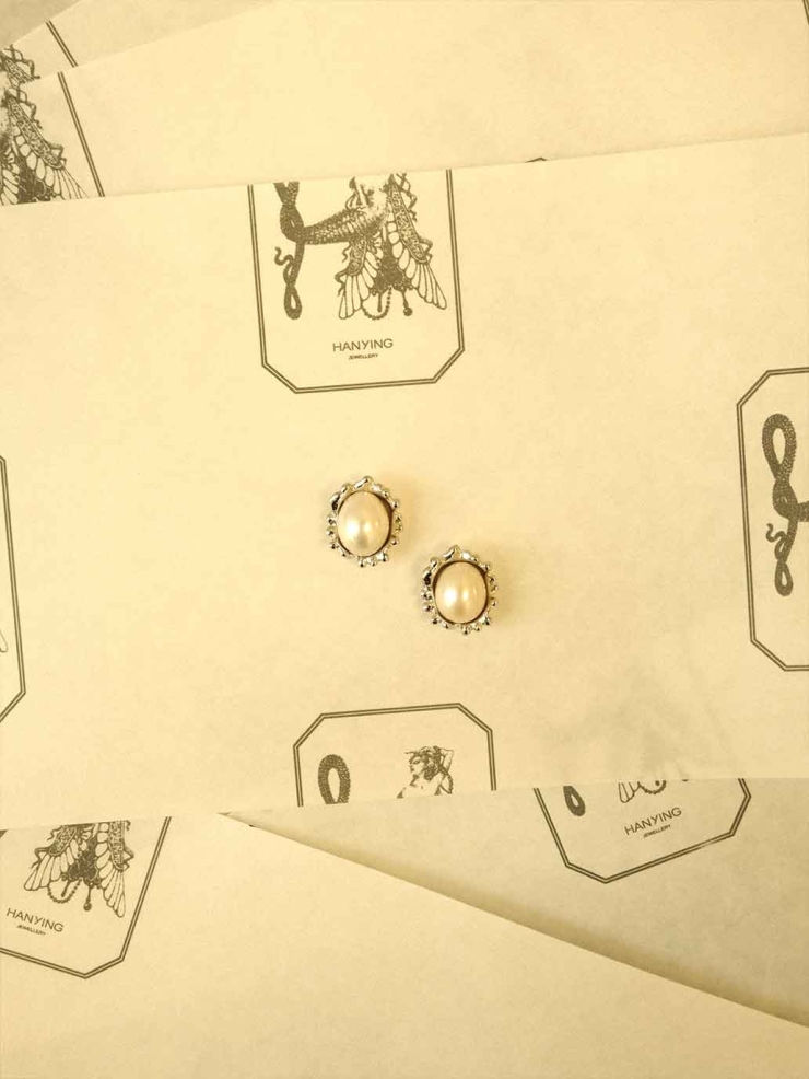 Silver Flower Pearl Stud Earrings