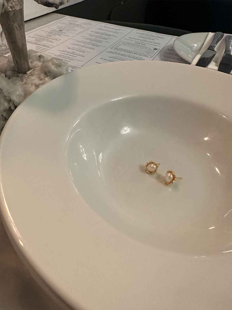 Gold Flower Pearl Stud Earrings