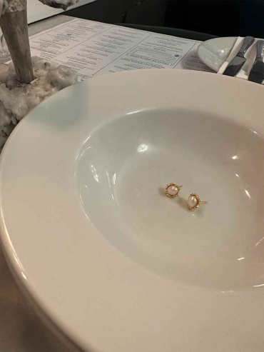 Gold Flower Pearl Stud Earrings