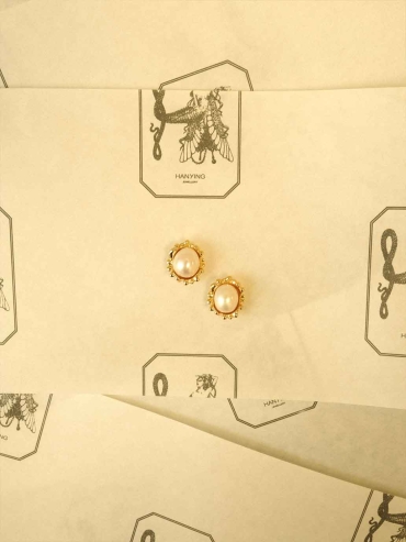 Gold Flower Pearl Stud Earrings