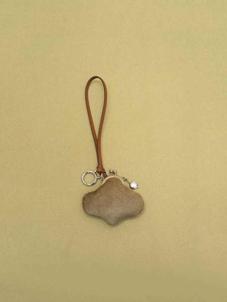Brown Pony Hair Cloud Coin Purse / Charm