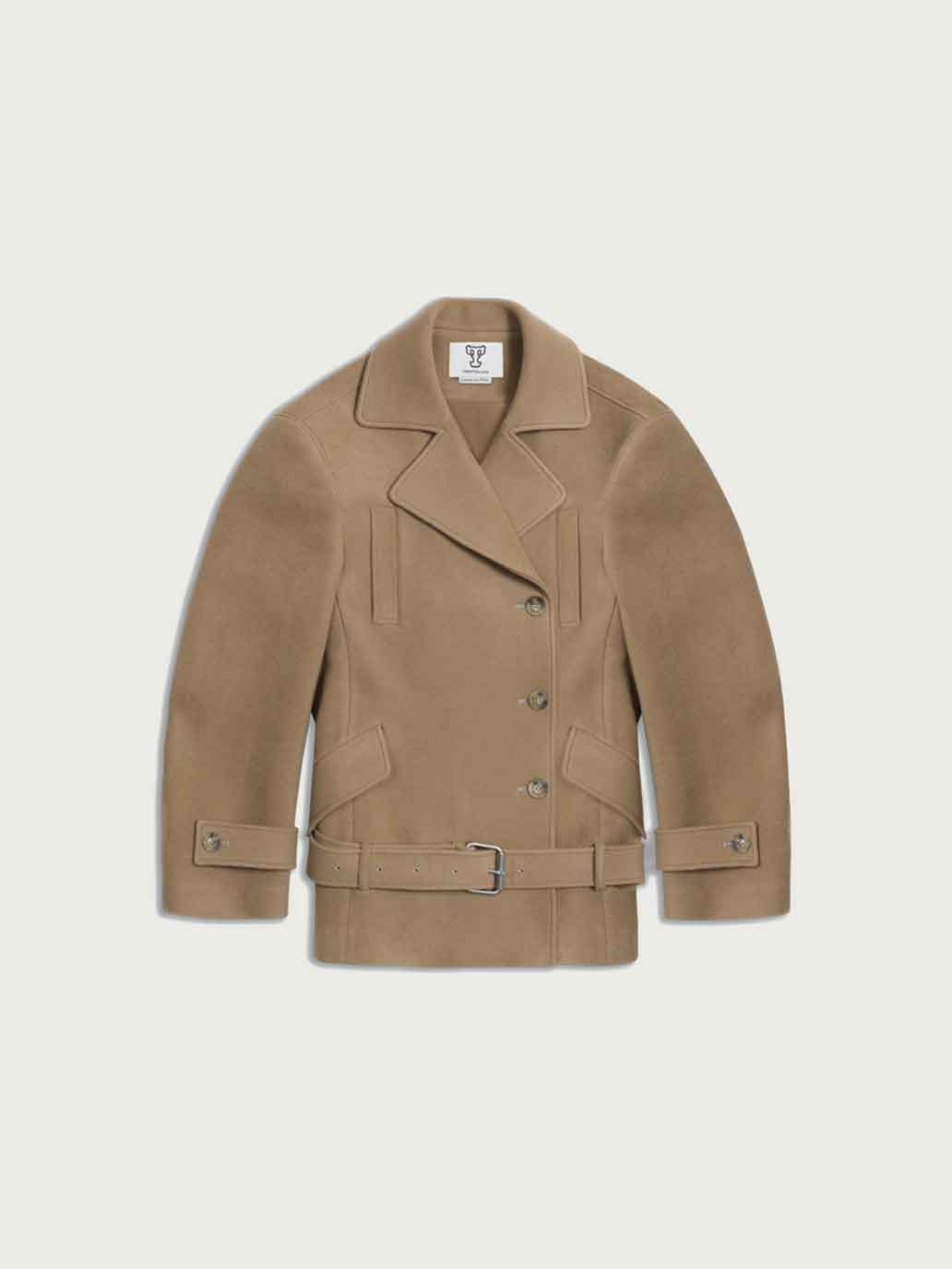 Camel Wide-shoulder Peacoat
