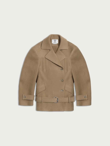 Camel Wide-shoulder Peacoat