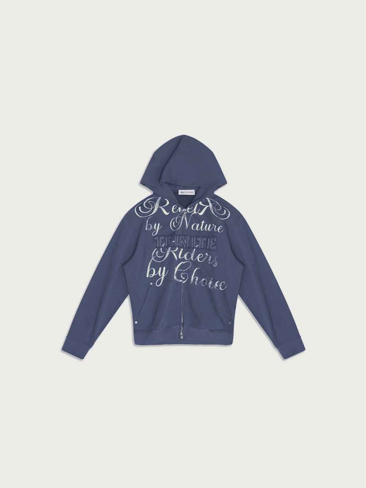 Blue Loose Zip Hoodie