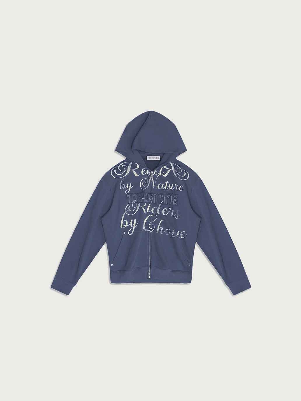 Blue Loose Zip Hoodie