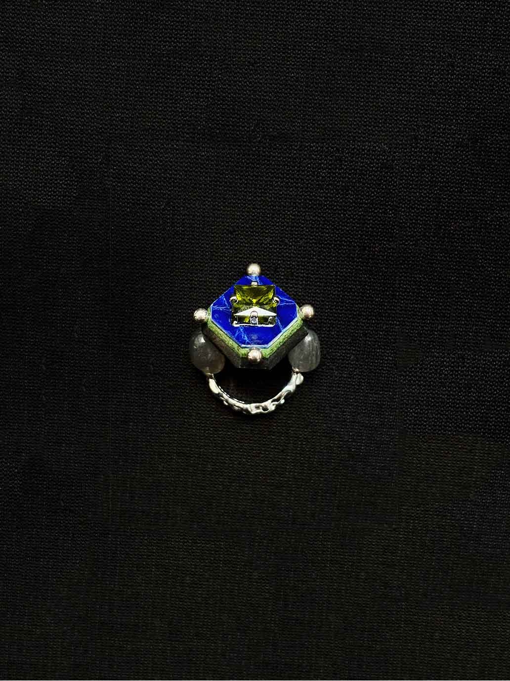 Royal Blue Rare Leather Hand-Cut Gemstone Ring