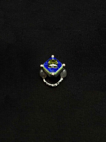 Royal Blue Rare Leather Hand-Cut Gemstone Ring