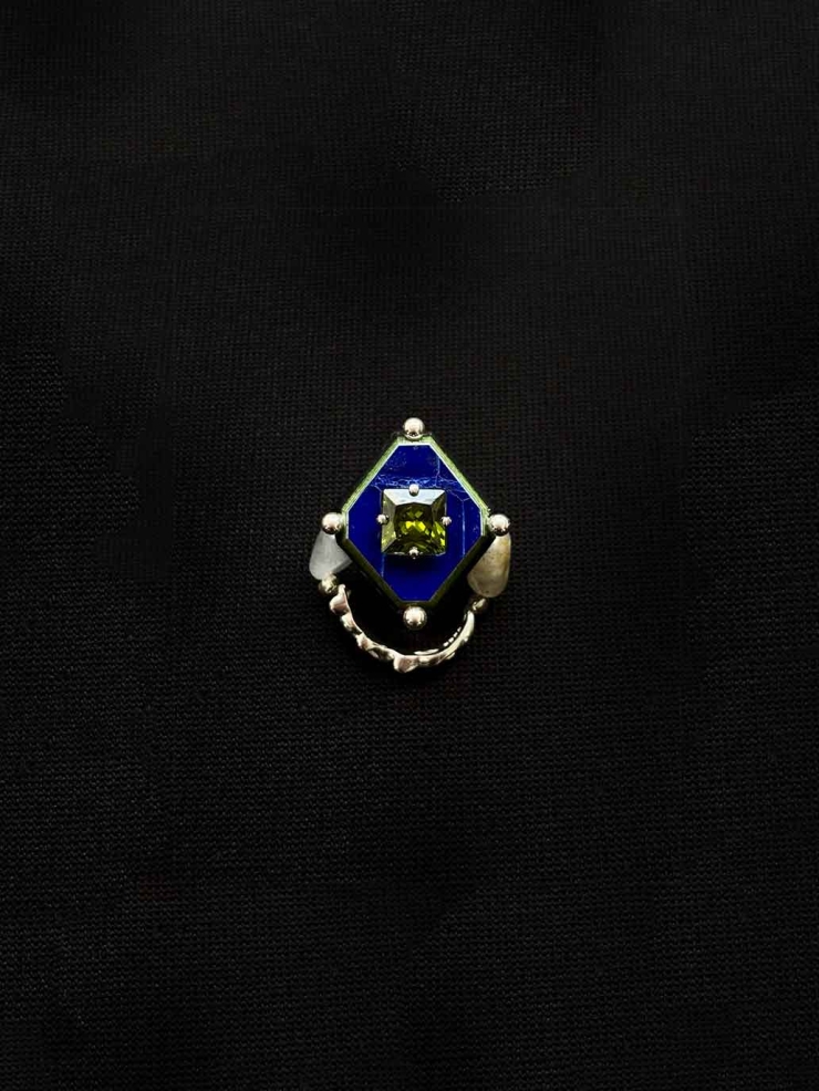 Royal Blue Rare Leather Hand-Cut Gemstone Ring