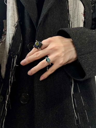 Royal Blue Rare Leather Hand-Cut Gemstone Ring