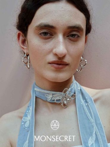 Silver Floral Inlaid Branch Hoop Earrings