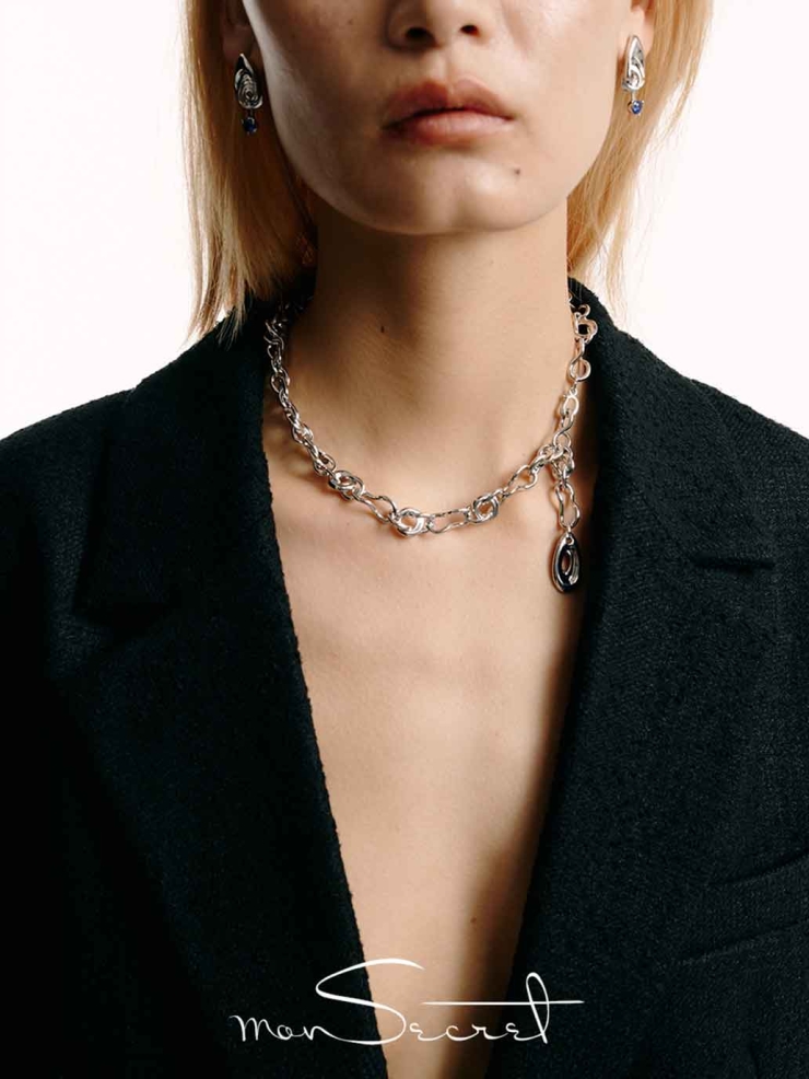 Silver Whirling Rock Pendant Necklace