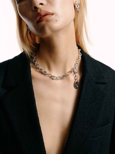 Silver Whirling Rock Pendant Necklace