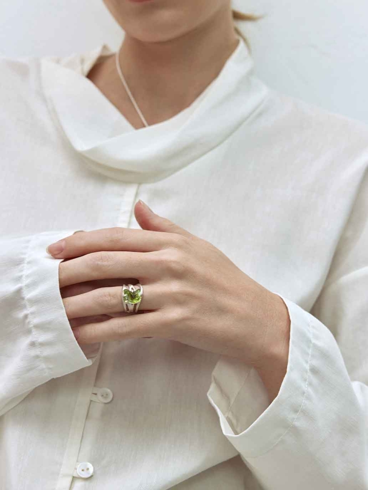 Silver Silk Thread Open Ring