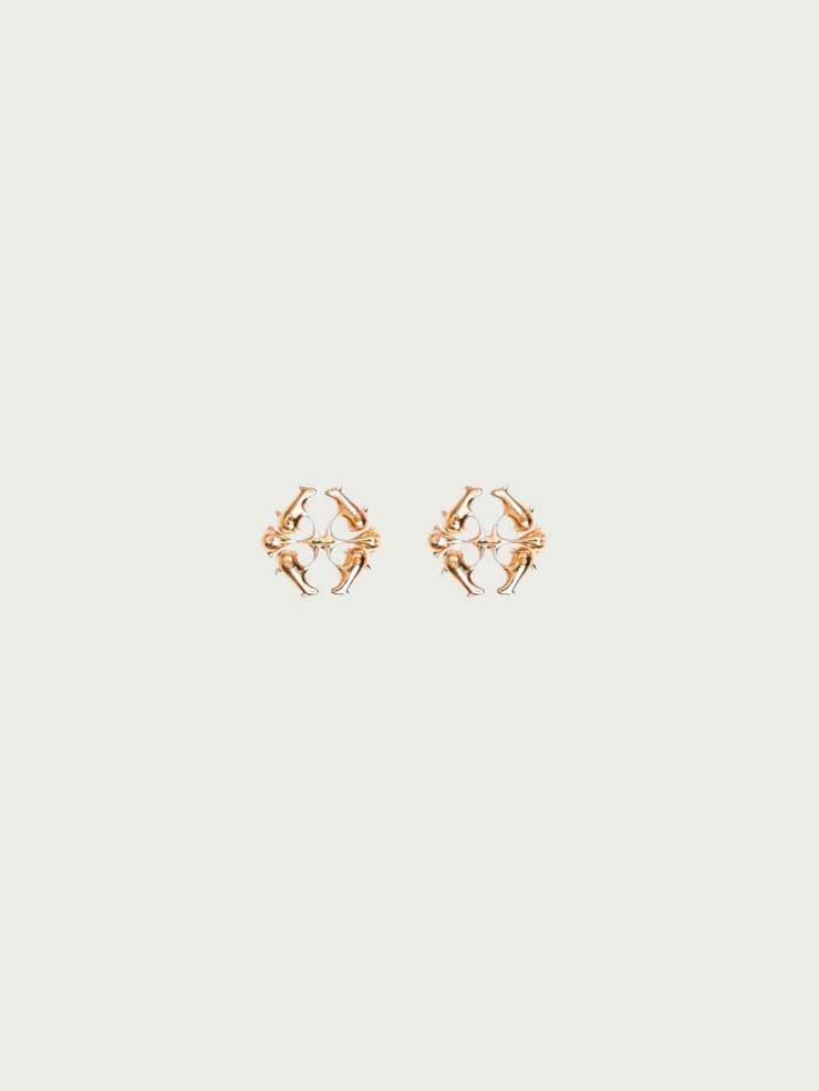 Gold Logo Spikes Earrings