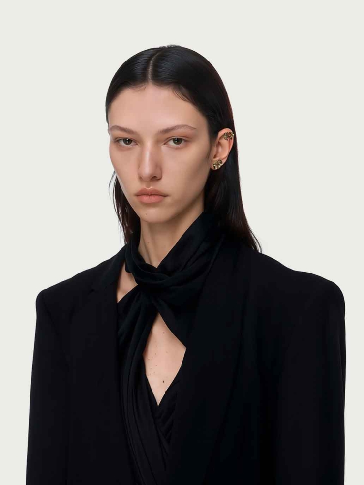 Gold Logo Spikes Earrings