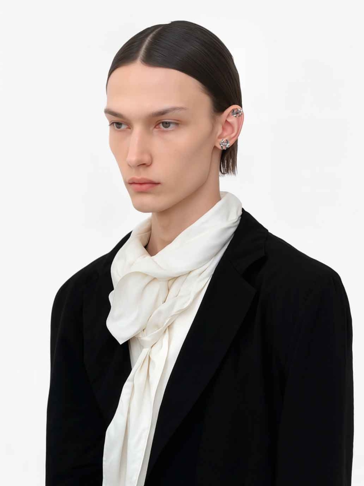 Silver Logo Spikes Earrings