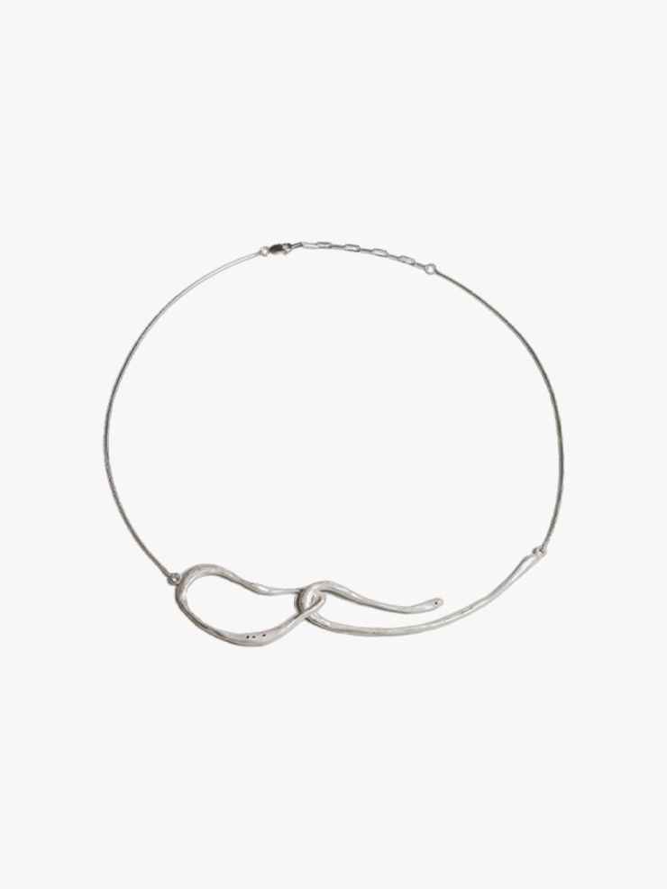 M.WONG Round Not Round - White Silver Buckle Necklace