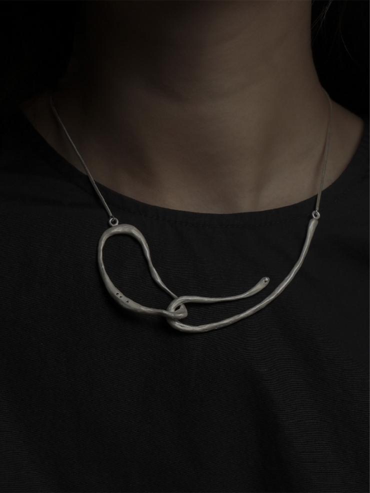 M.WONG Round Not Round - White Silver Buckle Necklace
