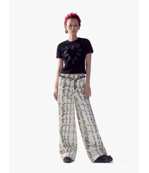 YUEQIQI Green-black Safety Pin Heart T-shirt