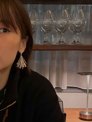 Silver Pine Needle Stud Earrings