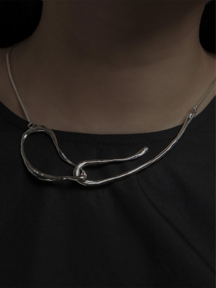 M.WONG Round Not Round - Silver Buckle Necklace