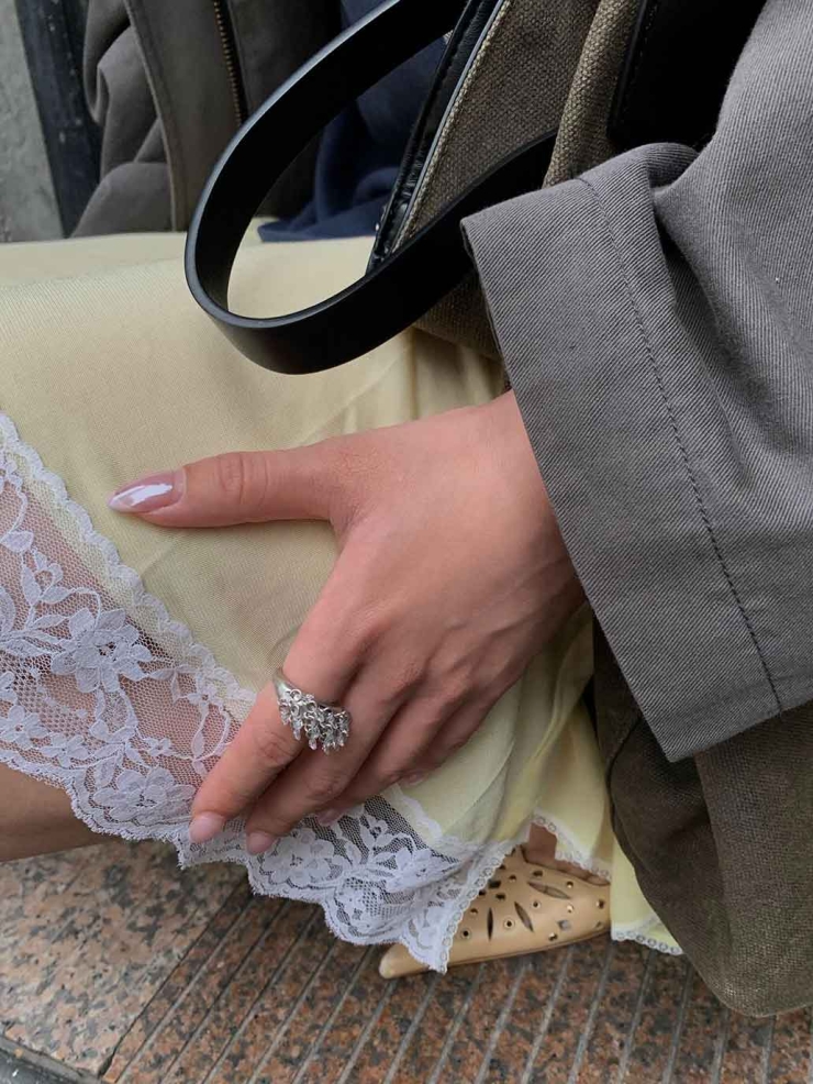 Silver Rain Pine Ring