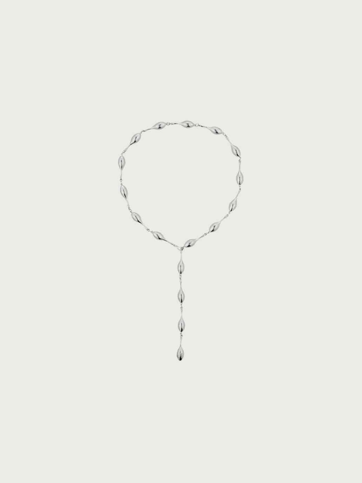 Silver Atomic Falling Teardrop Necklace