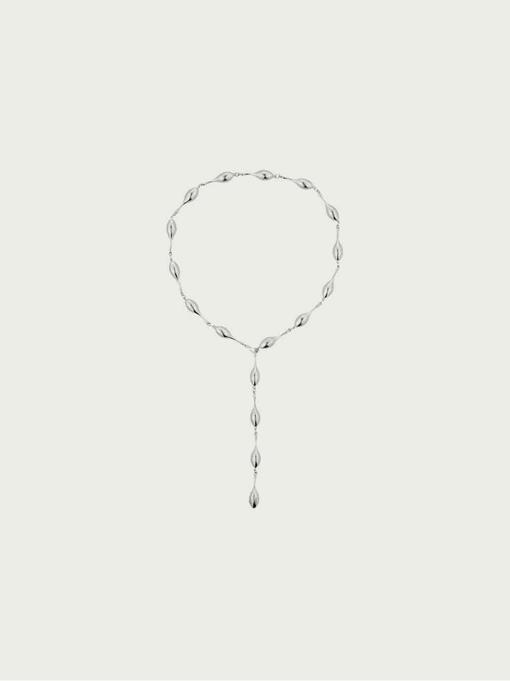 Silver Atomic Falling Teardrop Necklace