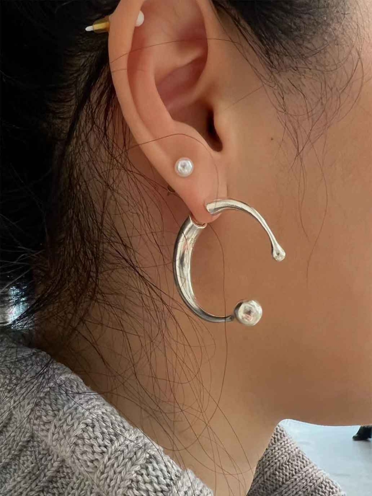 Silver Atomic Collision Earrings