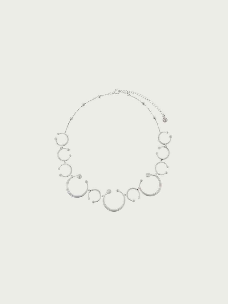 Silver Atomic Collision Statement Necklace
