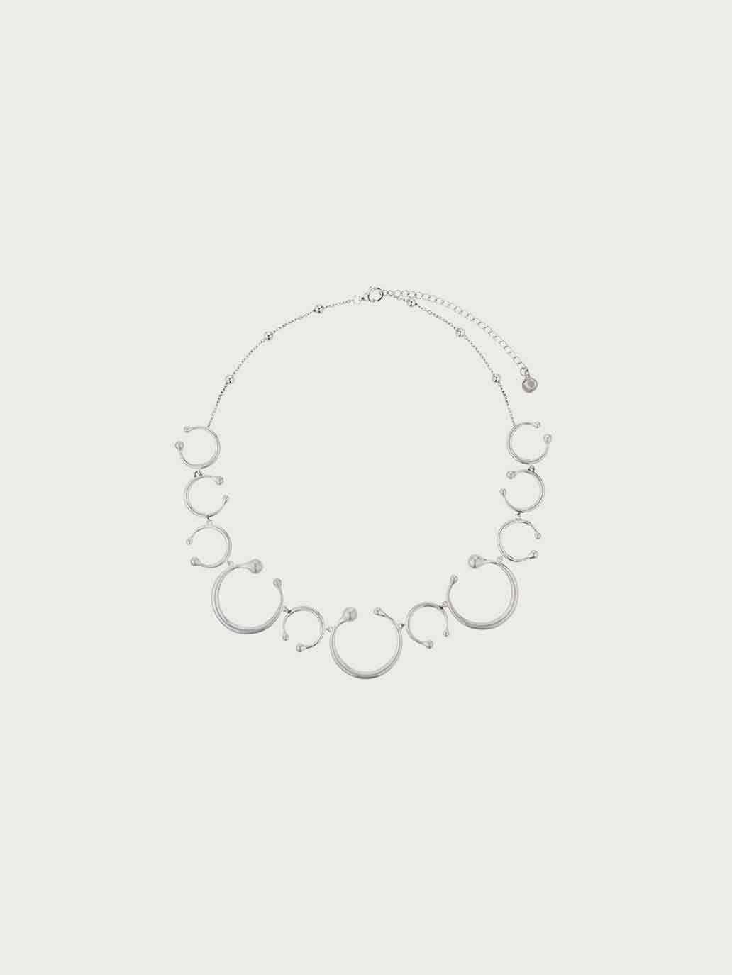 Silver Atomic Collision Statement Necklace