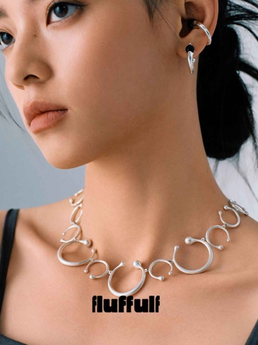 Silver Atomic Collision Statement Necklace