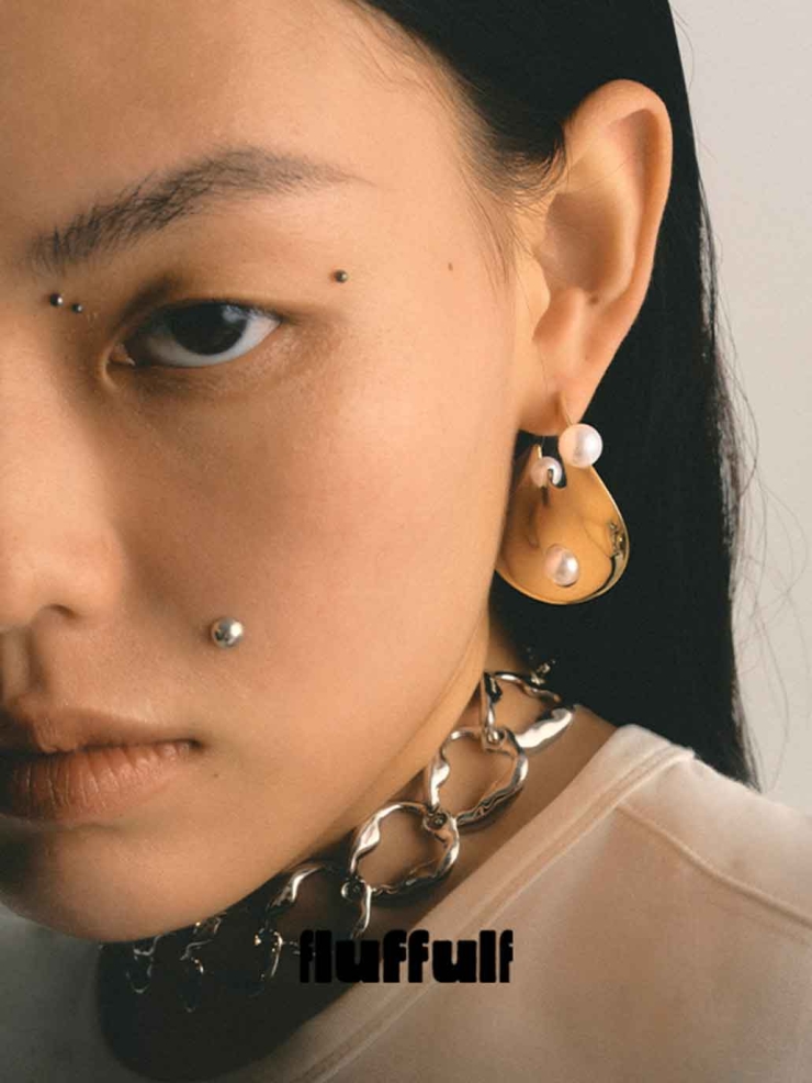 Gold Twisted Red Blood Cell Textured Wave Surface Earrings