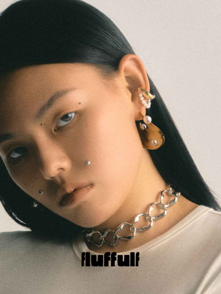 Gold Twisted Red Blood Cell Textured Wave Surface Earrings