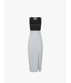 SWAYING Grey/Blue Knitted Patchwork Tank Dress